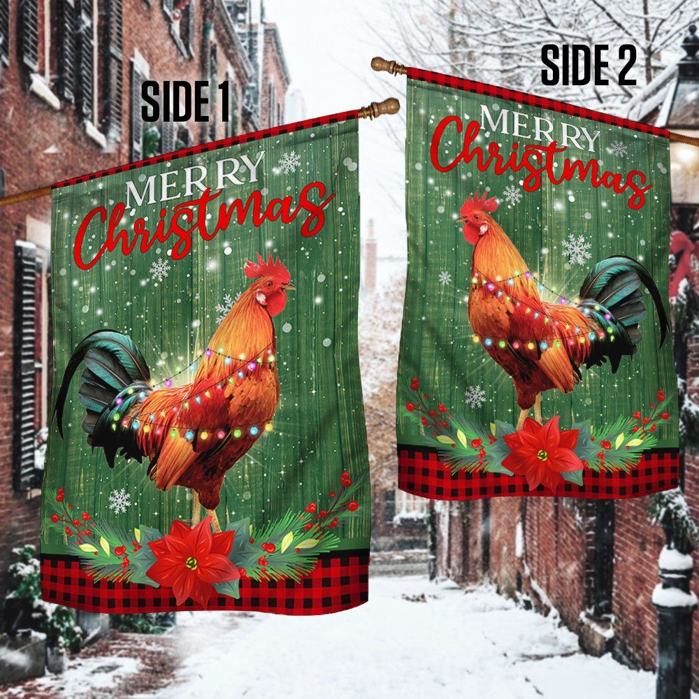 Rooster Chicken Christmas Flag TQN741F