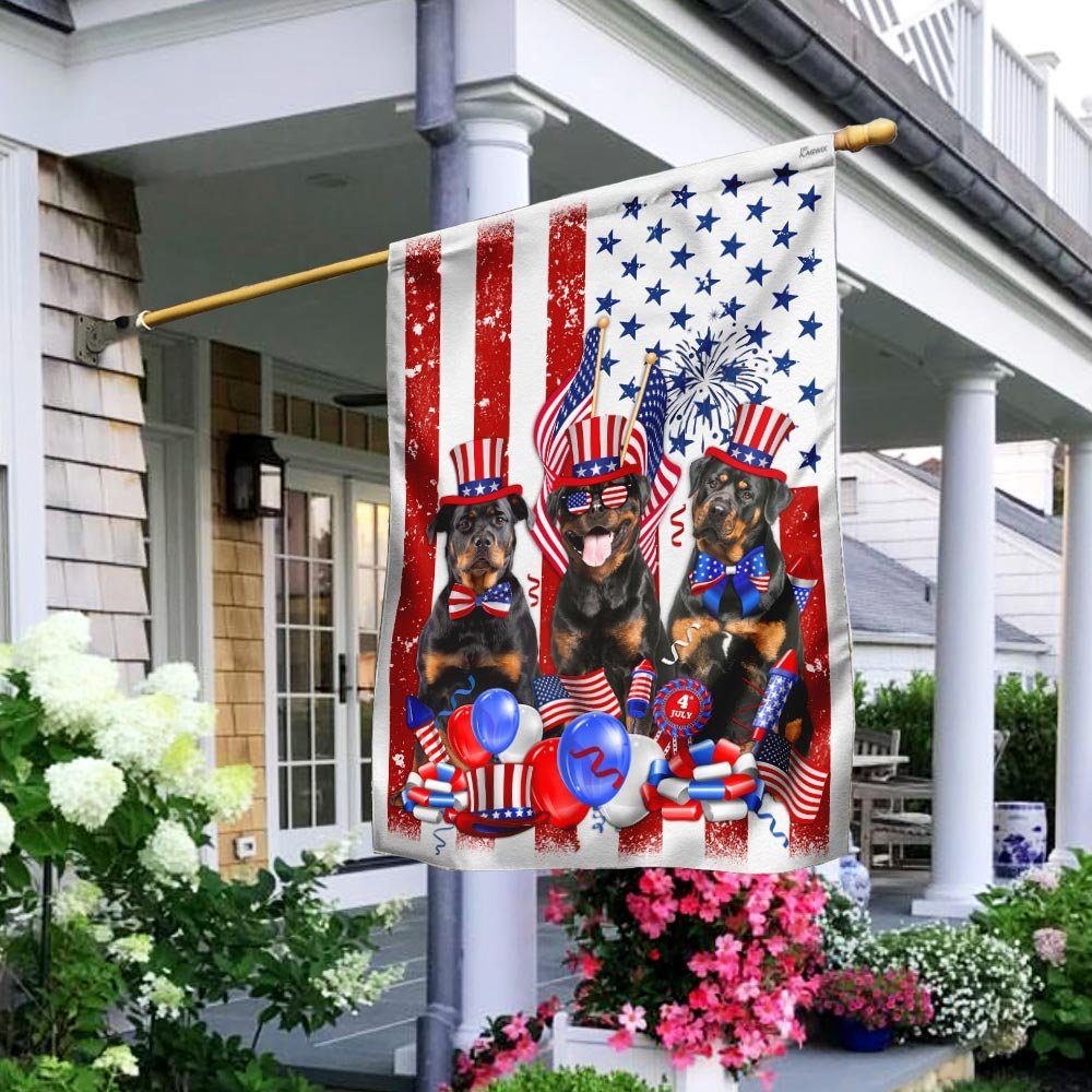 Rottweiler 4th of July Happy Independence Day Flag