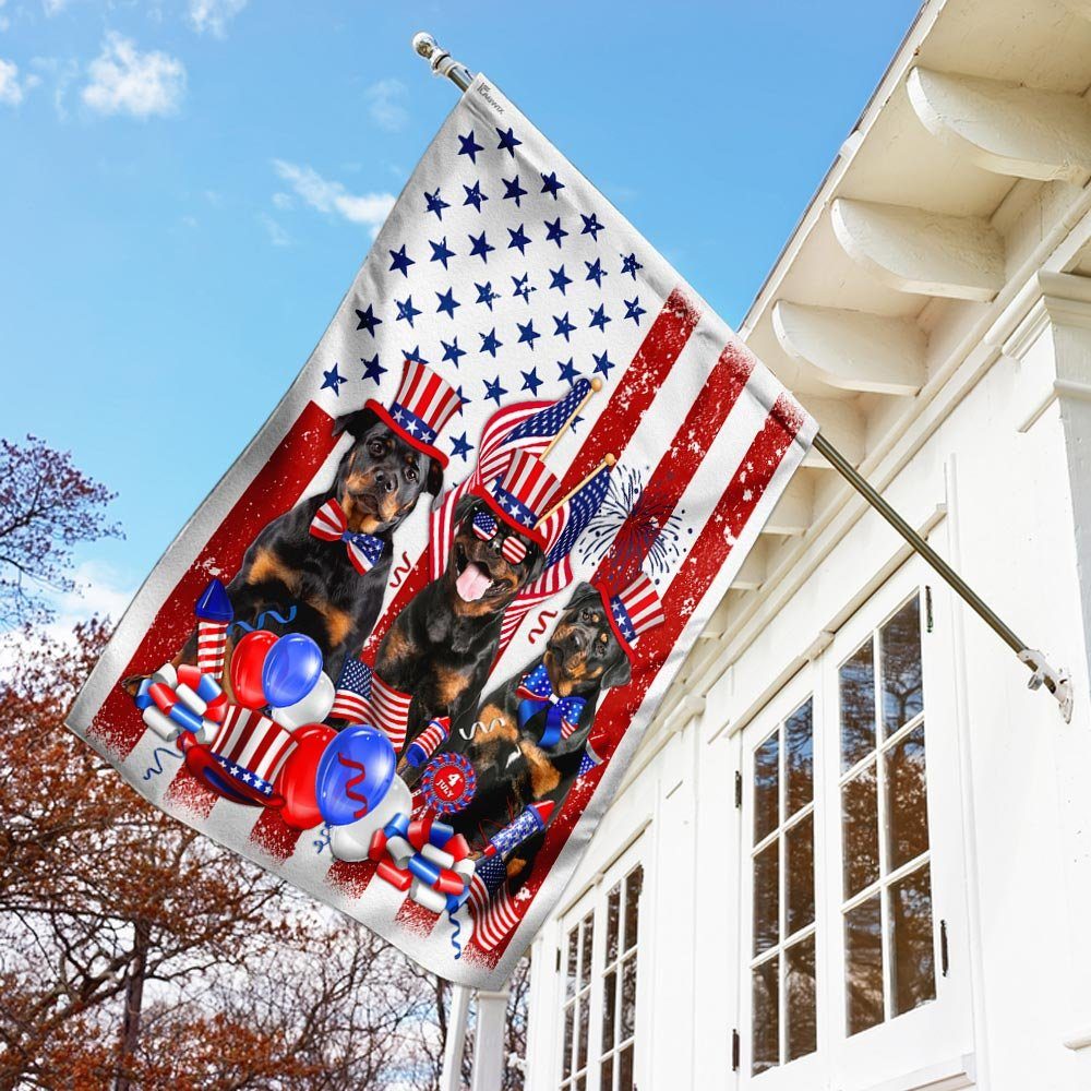 Rottweiler 4th of July Happy Independence Day Flag