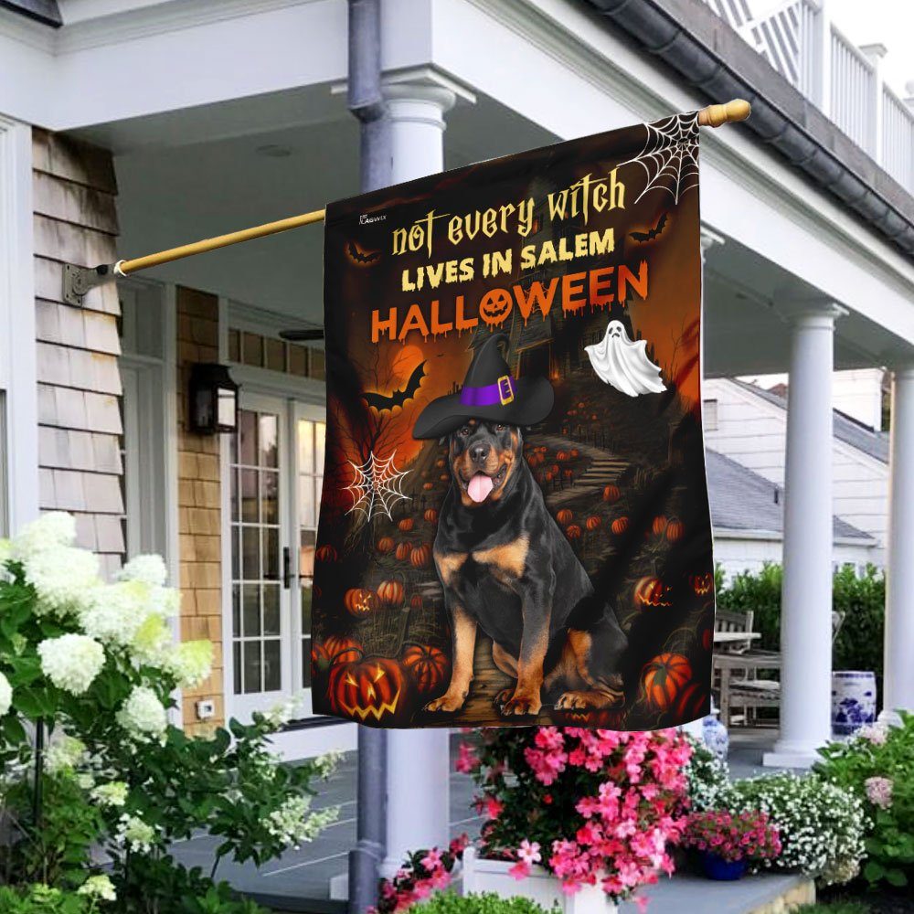 Rottweiler Halloween Flag Flagwix™ Not Every Witch Lives In Salem Flag