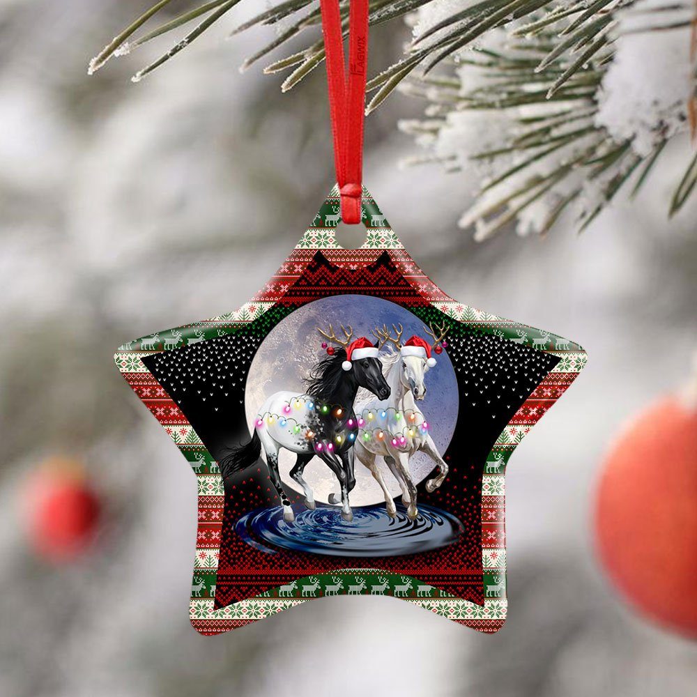 Running Horses Christmas Ceramic Ornament