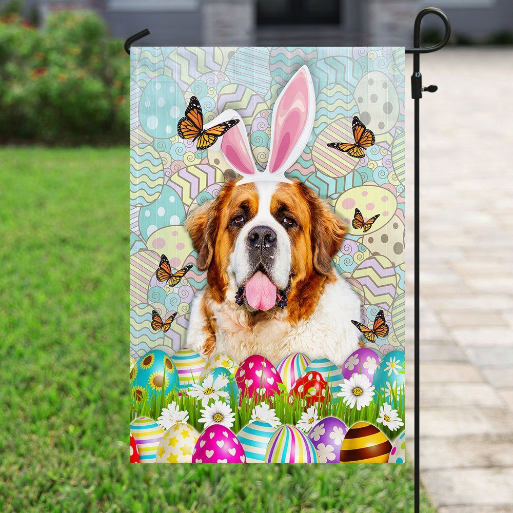 Saint Bernard Dog Happy Easter Flag Saint Bernard Dog Happy Easter Flag