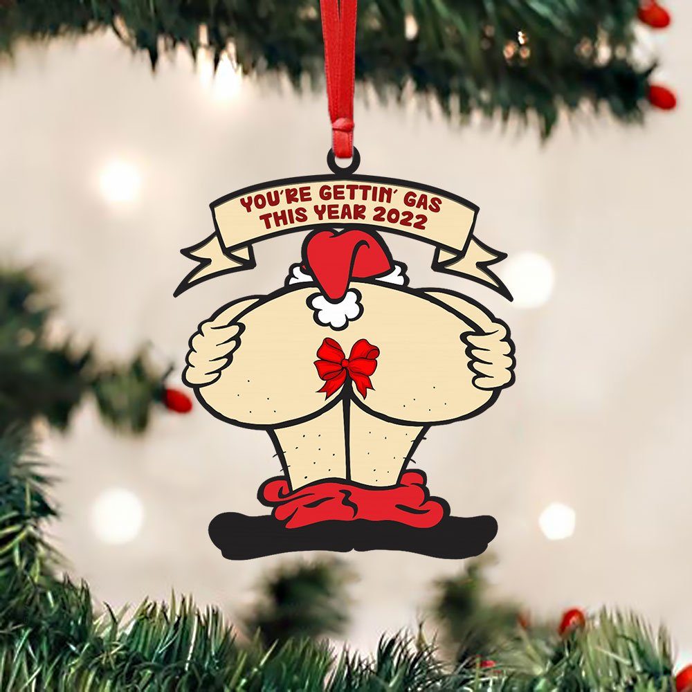 Santa Clau's Ass Naked Custom Shaped Ornament LNT680O