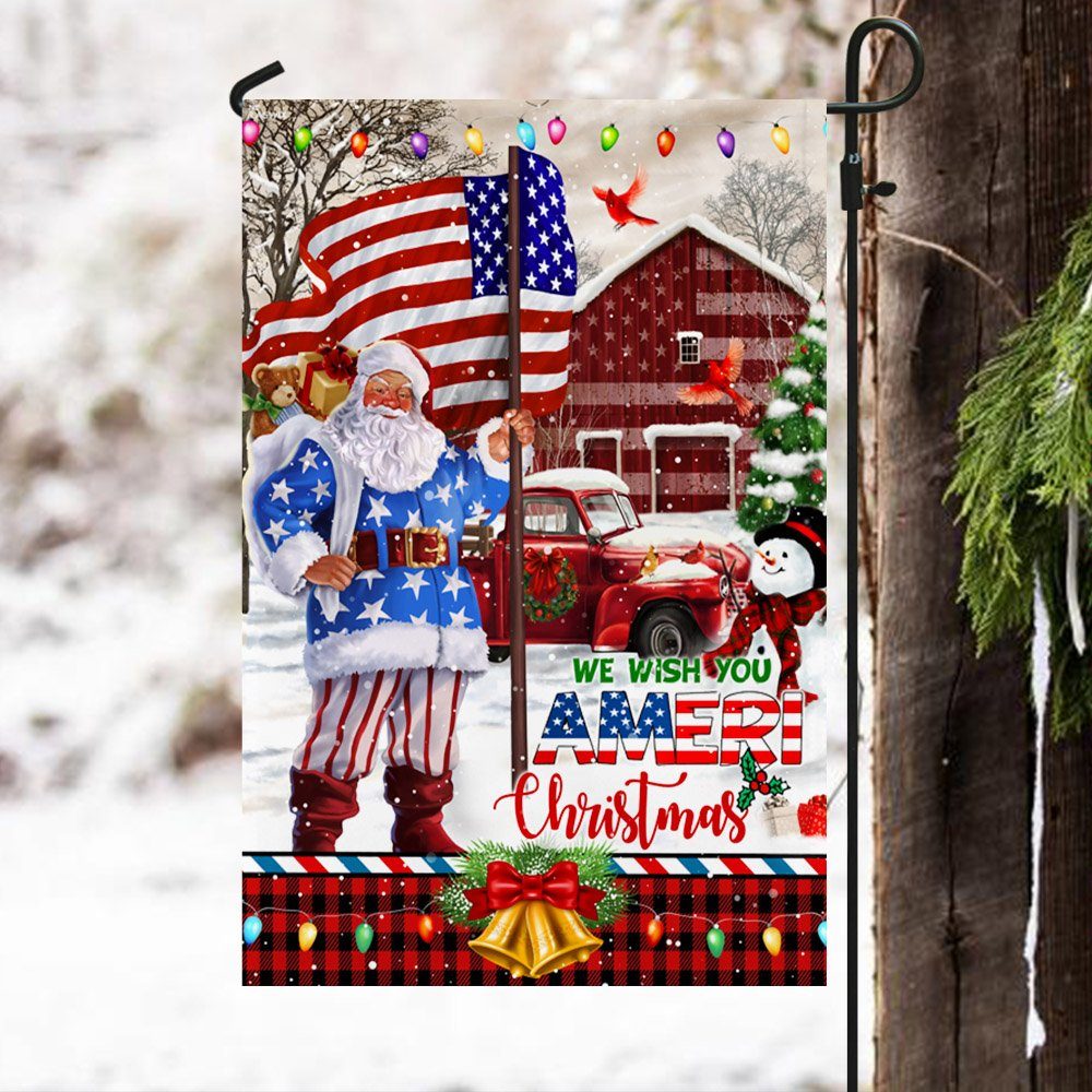 Santa Claus. We Wish You Ameri Christmas Flag THN3559Fv1 Santa Claus. We Wish You Ameri Christmas Flag THN3559Fv1
