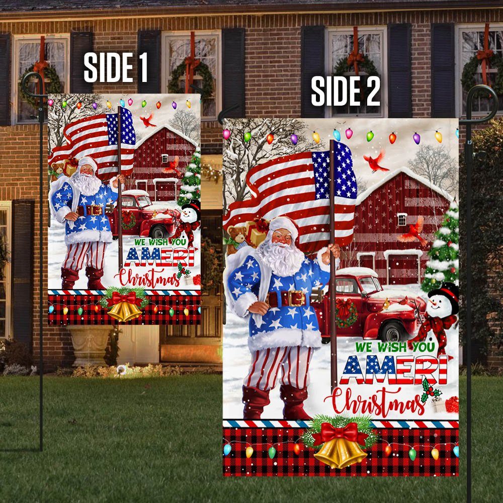 Santa Claus. We Wish You Ameri Christmas Flag THN3559Fv1 Santa Claus. We Wish You Ameri Christmas Flag THN3559Fv1