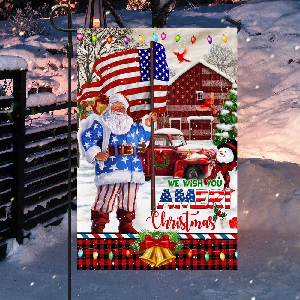 Santa Claus. We Wish You Ameri Christmas Flag THN3559Fv1 Santa Claus. We Wish You Ameri Christmas Flag THN3559Fv1