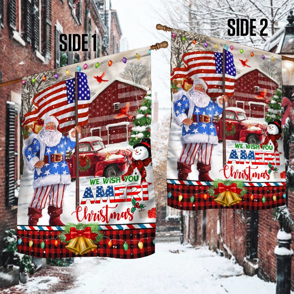 Santa Claus. We Wish You Ameri Christmas Flag THN3559Fv1 Santa Claus. We Wish You Ameri Christmas Flag THN3559Fv1