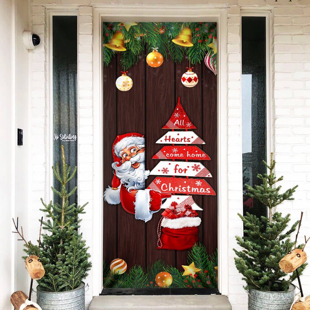 Santa Claus All Hearts Come Home For Christmas Door Cover MLN782D