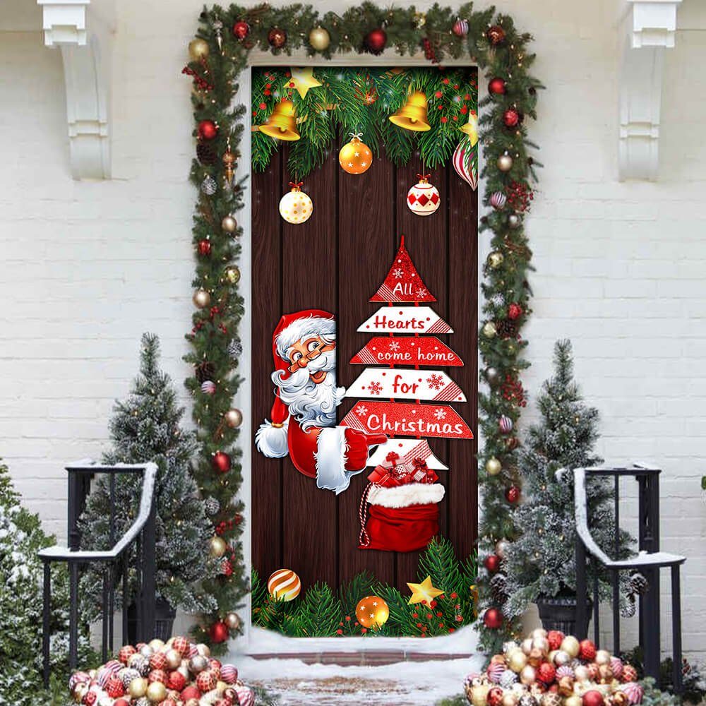 Santa Claus All Hearts Come Home For Christmas Door Cover MLN782D