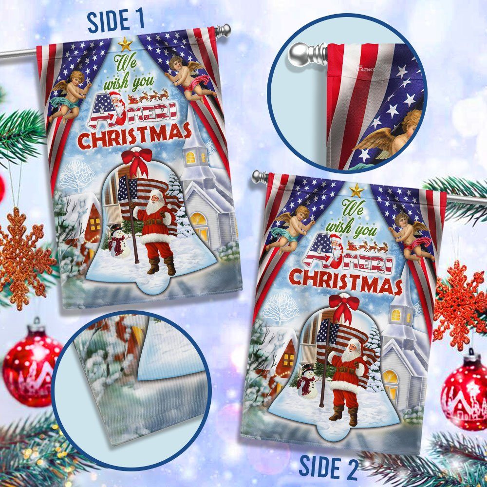 Santa Claus Christmas American Flag We Wish You Ameri Christmas Flag MLN786F