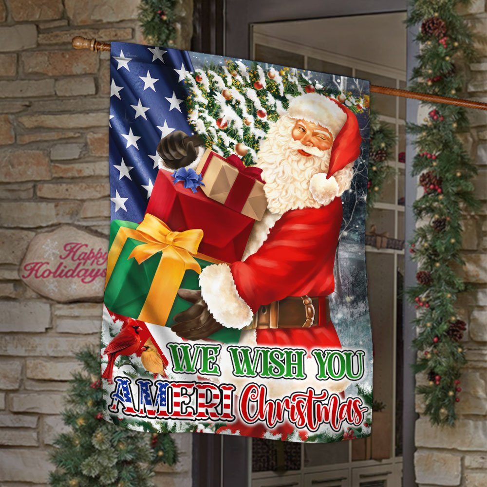 Santa Claus Christmas Flag We Wish You Ameri Christmas Flag MLN605F