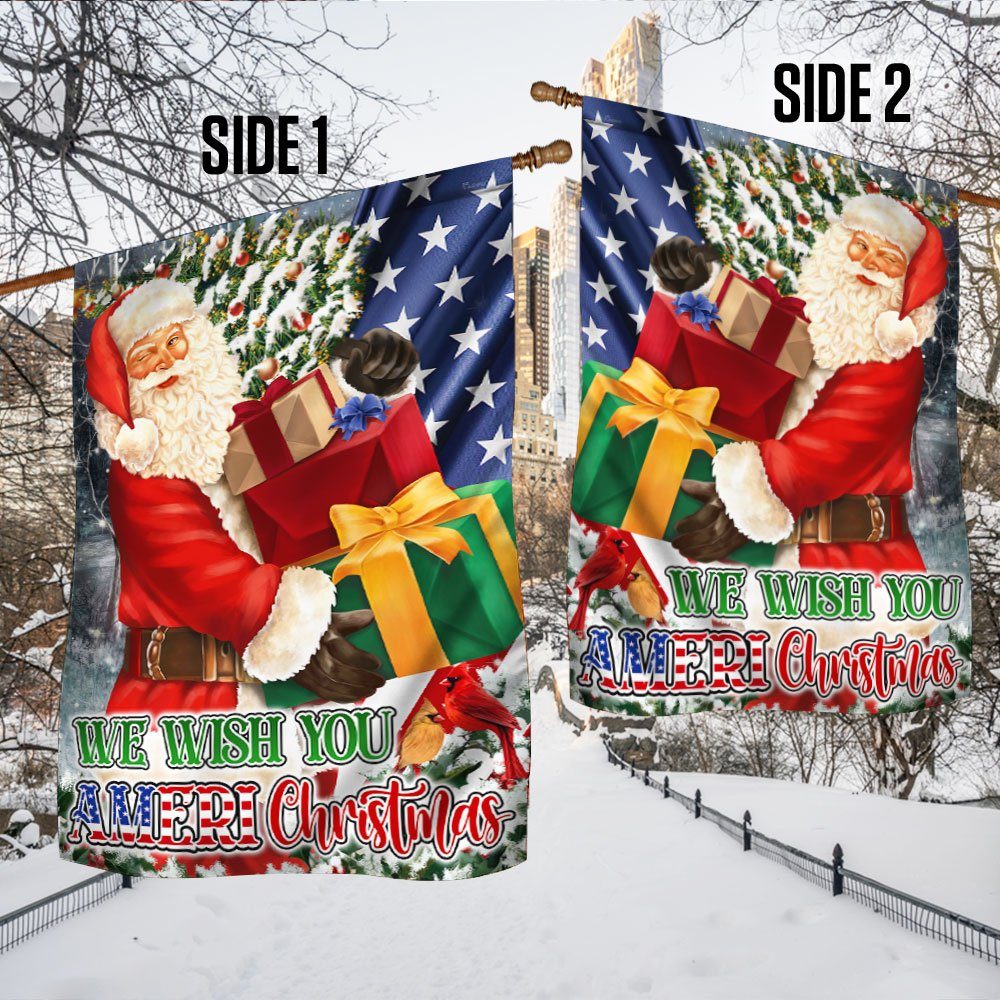 Santa Claus Christmas Flag We Wish You Ameri Christmas Flag MLN605F