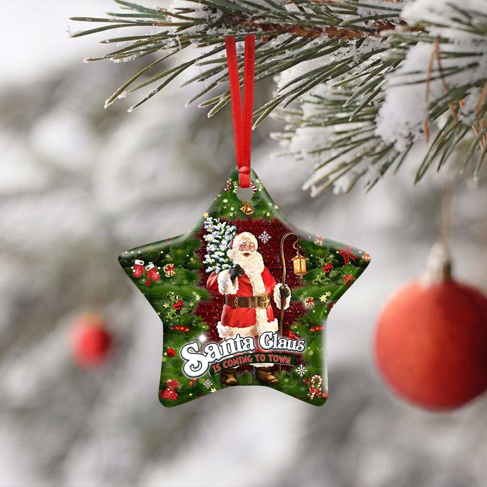 Santa Claus Is Coming To Town Ceramic Ornament