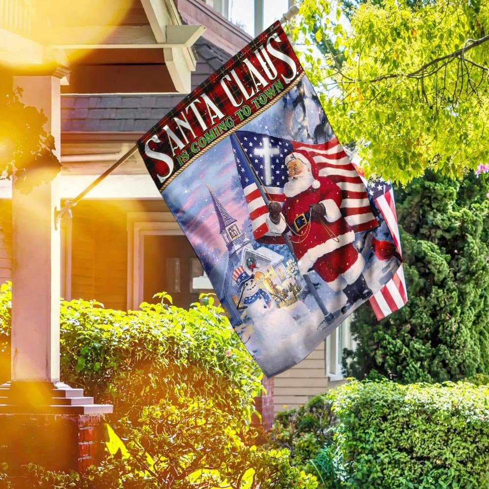 Santa Claus Is Coming To Town Flag