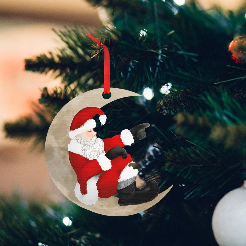 Santa Claus On The Moon Christmas Ornament QNK1005Ov10