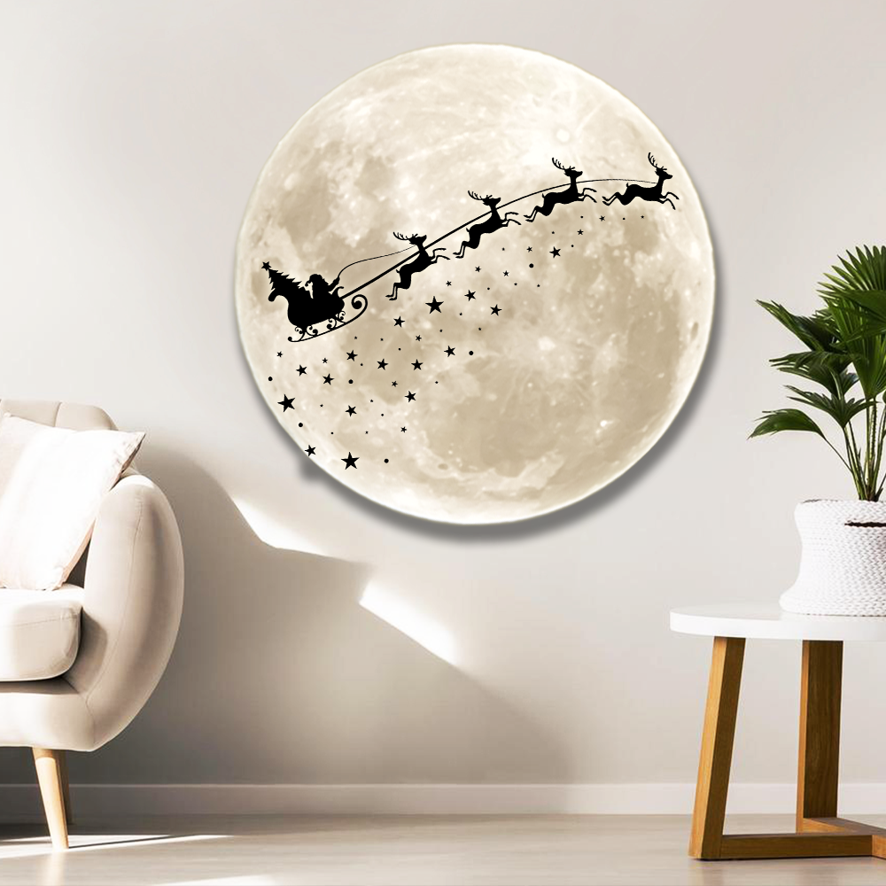 Santa Claus On The Moon Hanging Metal Sign TQN753MS