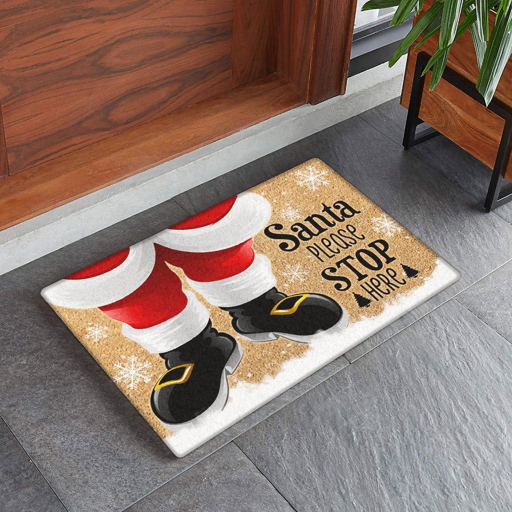 Santa Please Stop Here Christmas Doormat TQN659DM