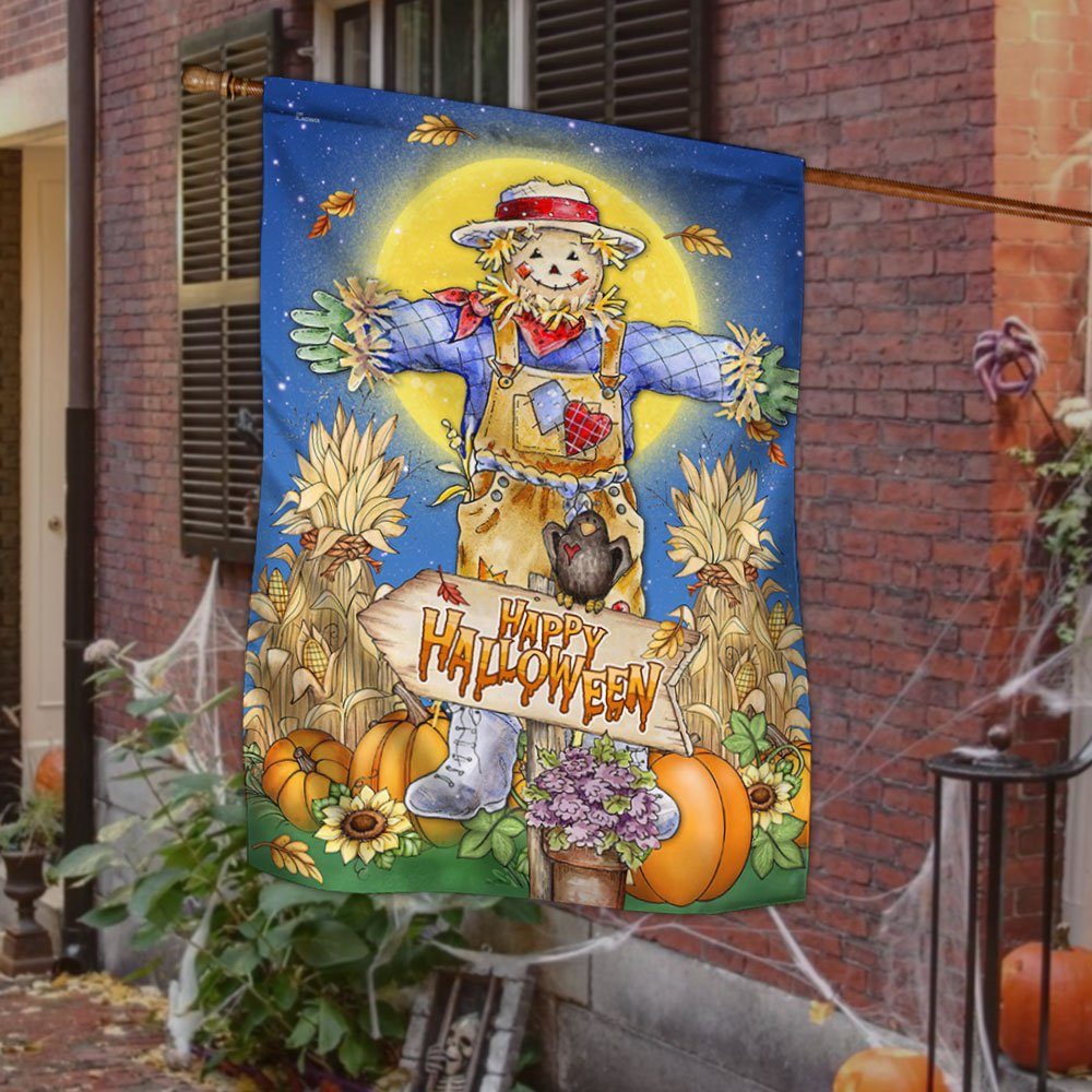 Scarecrow Pumpkin Flag Happy Halloween LHA1773F