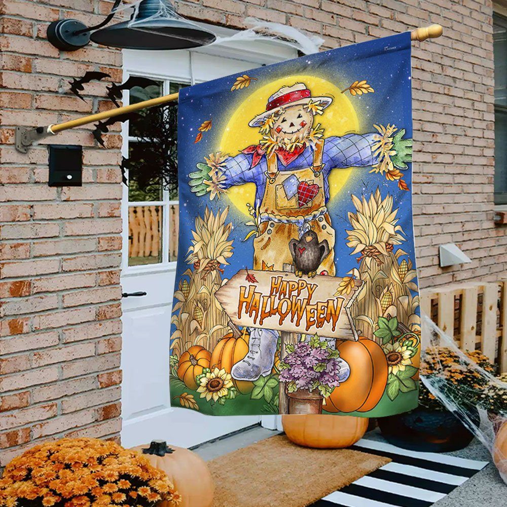 Scarecrow Pumpkin Flag Happy Halloween LHA1773F