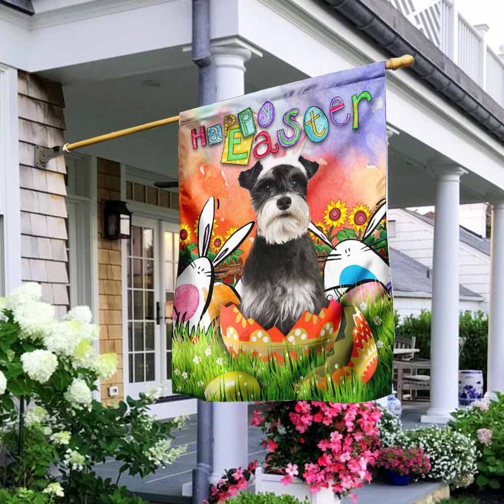 Schnauzer. Happy Easter Flag
