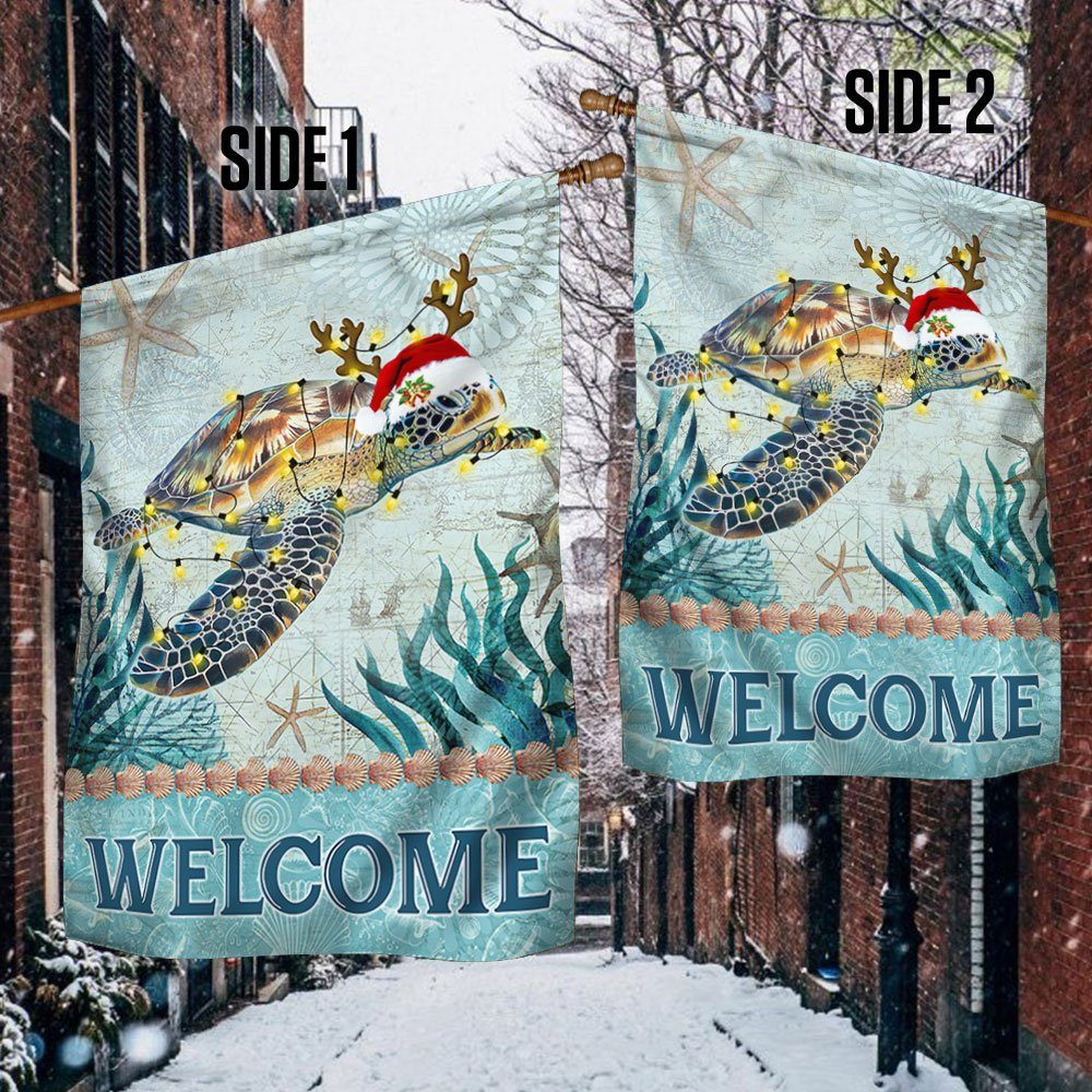 Sea Turtle Christmas Flag Welcome LNT714F