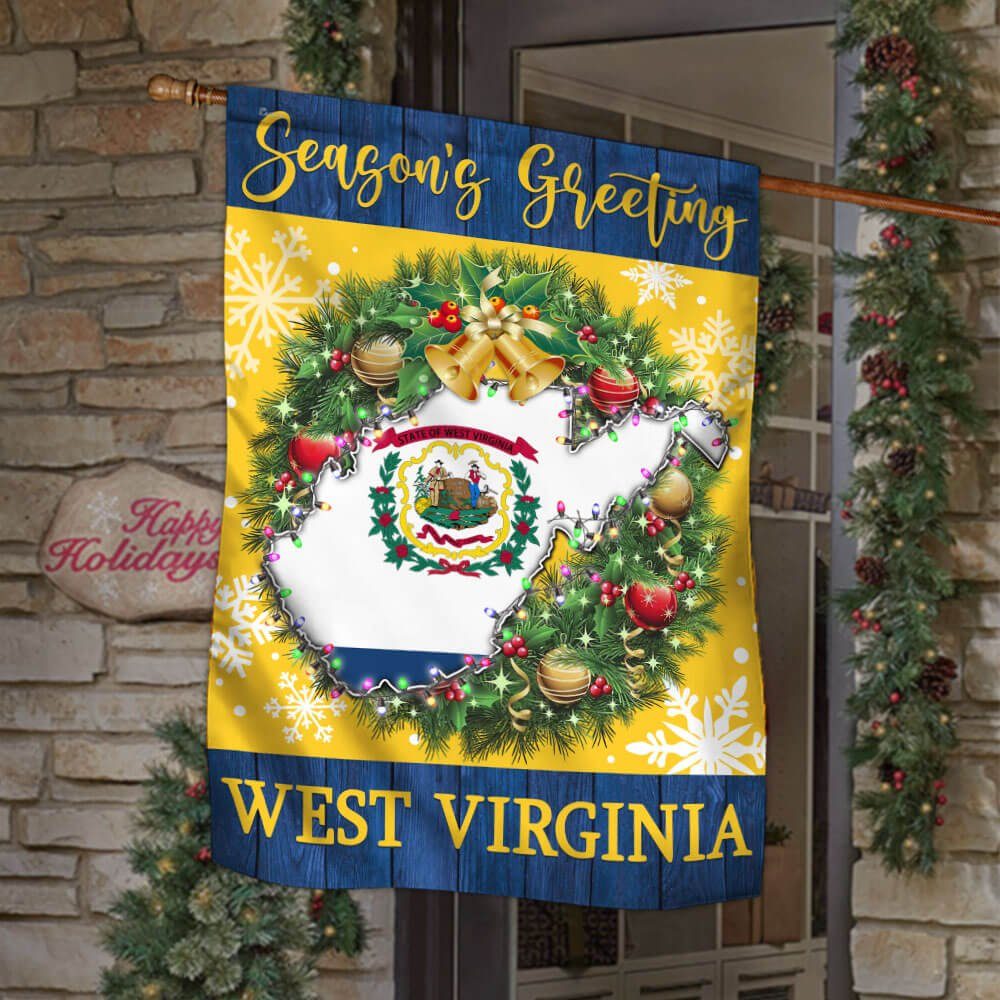 Season’s Greeting  West Virginia Christmas Flag TPT473F