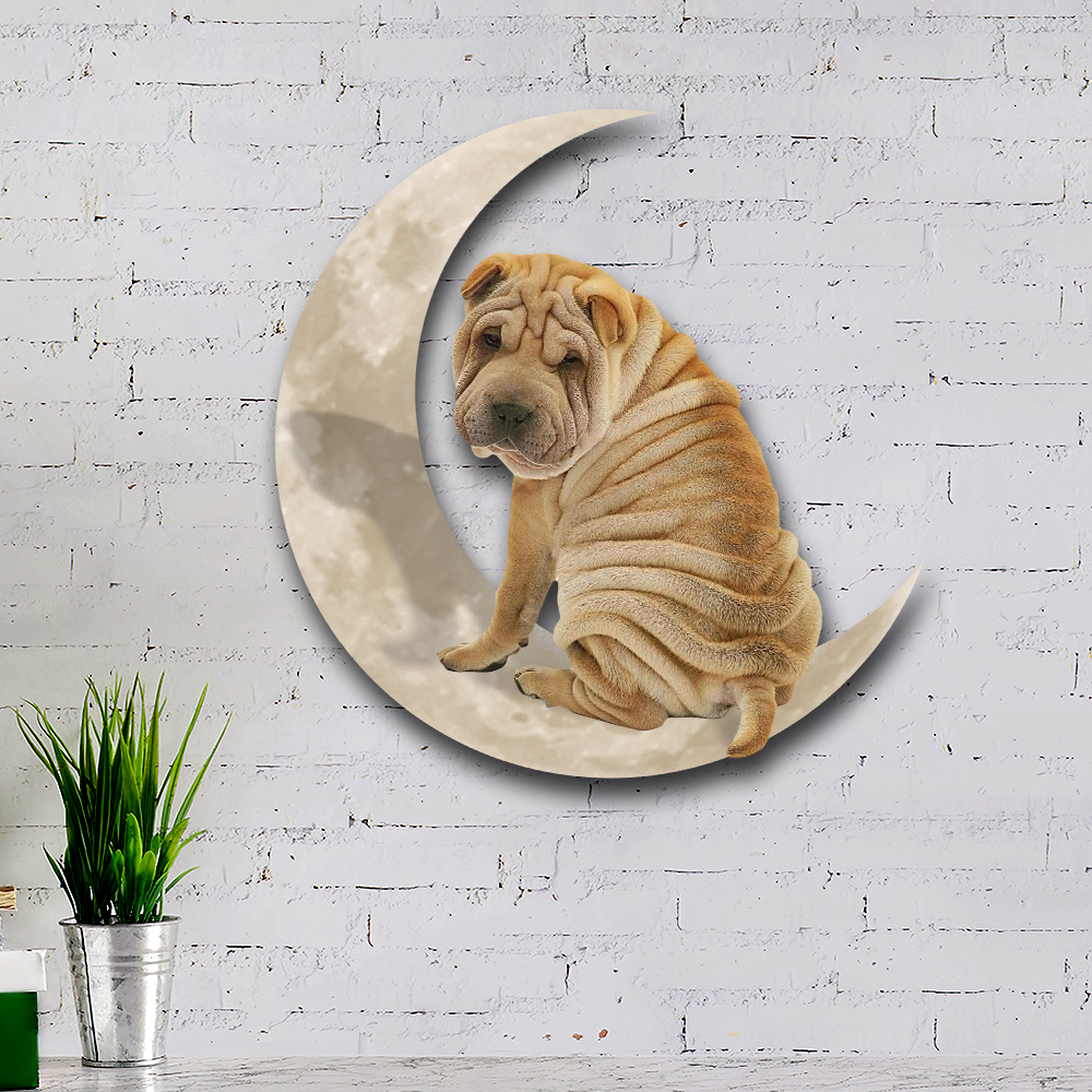 Shar Pei Dog And Moon Hanging Metal Sign QNK879MSv40