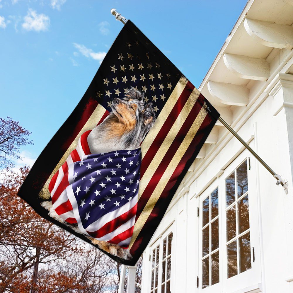 Sheltie American Patriot Flag