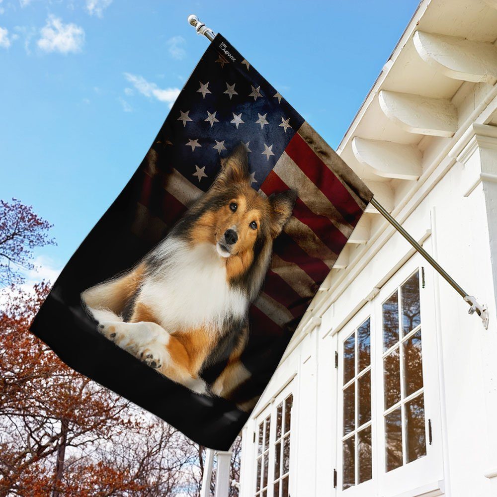 Shetland Sheepdog American Flag