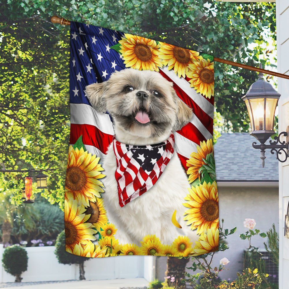 Shih Tzu America Sunflower Flag LHA1820F