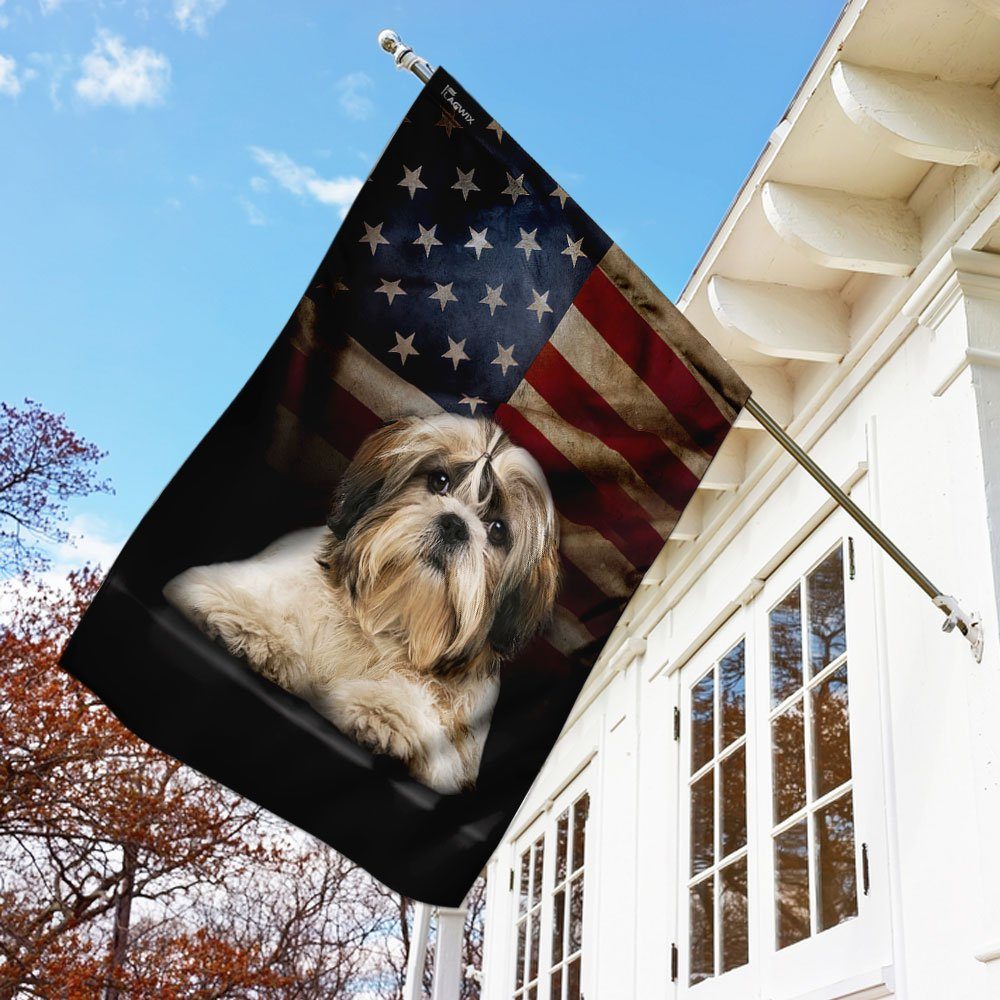 Shih Tzu American Flag