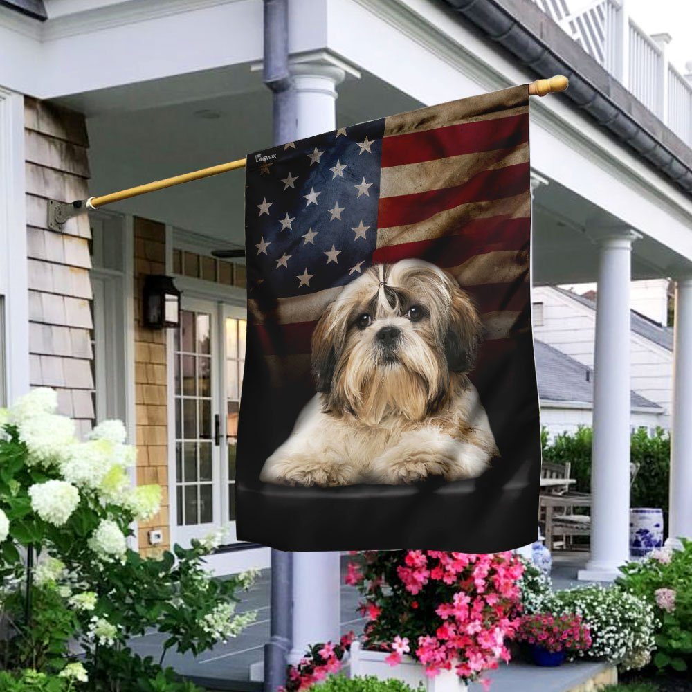 Shih Tzu American Flag