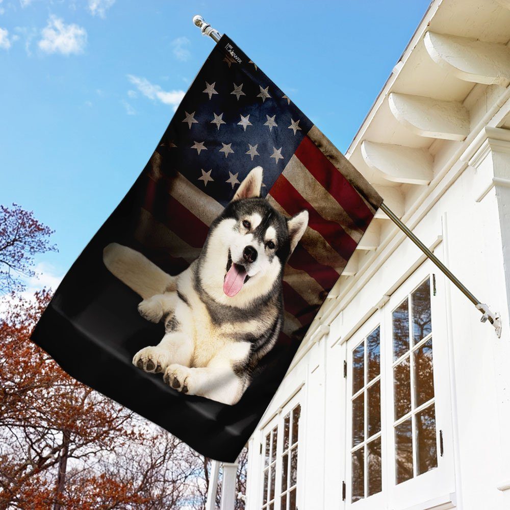 Siberian Husky American Flag