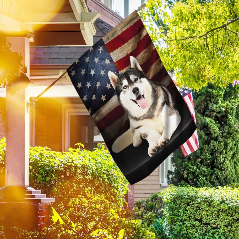 Siberian Husky American Flag QNN437FV23a