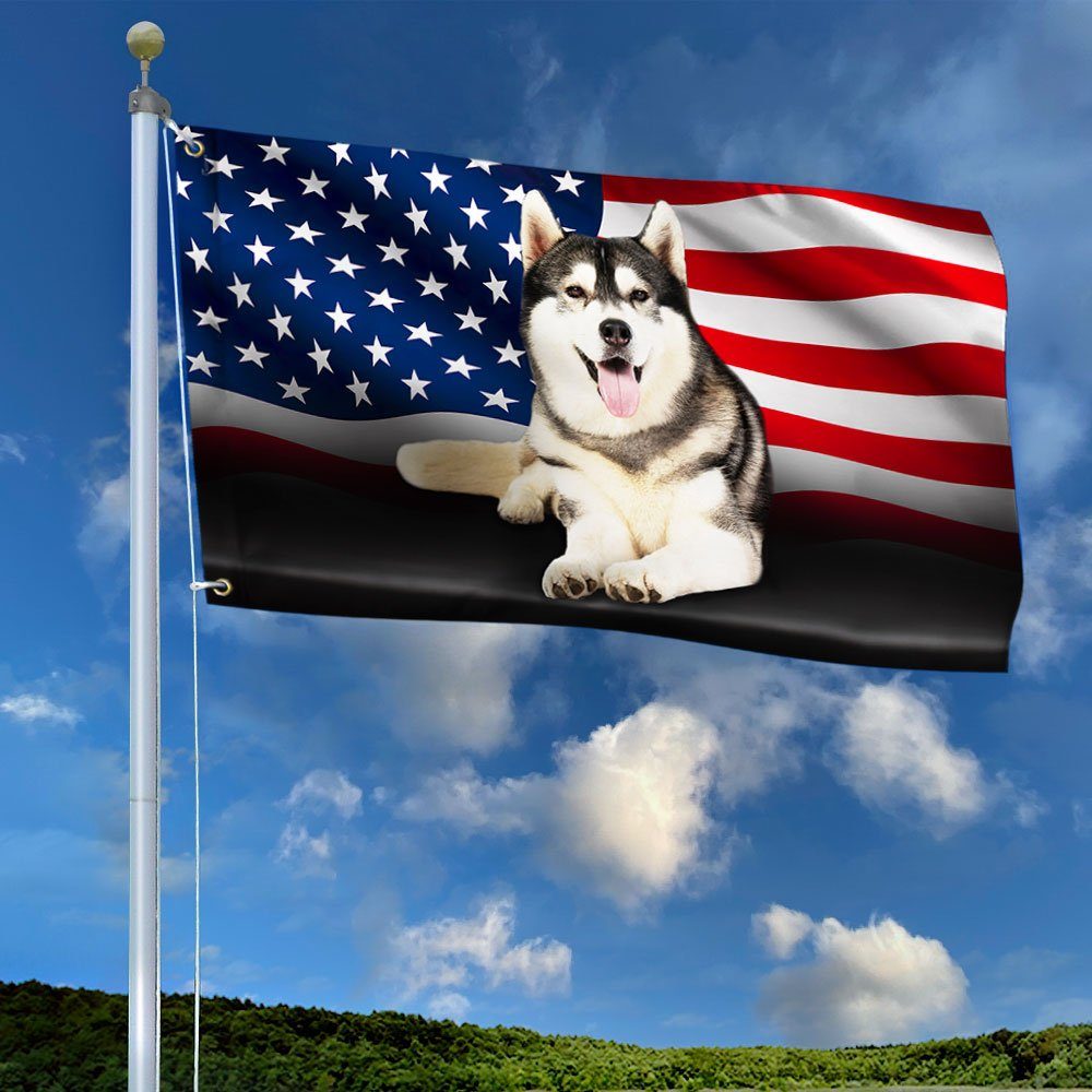 Siberian Husky American Grommet Flag QNN437GFV23