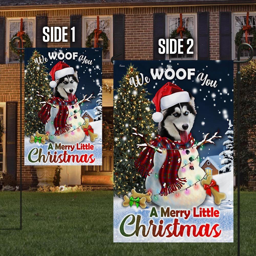 Siberian Husky Flag We Woof You A Merry Little Christmas DBD2924F
