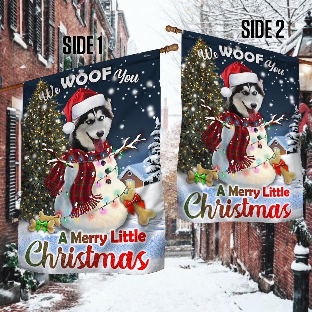 Siberian Husky Flag We Woof You A Merry Little Christmas DBD2924F