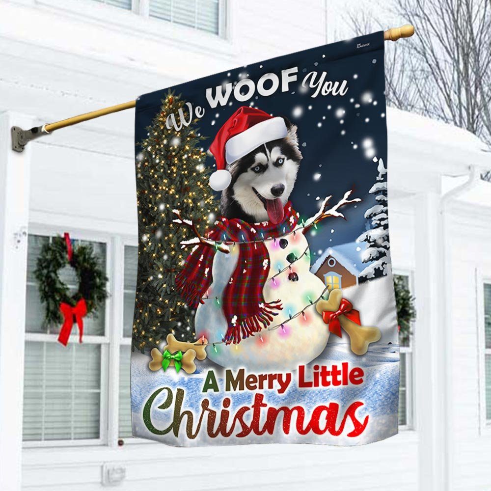 Siberian Husky Flag We Woof You A Merry Little Christmas DBD2924F