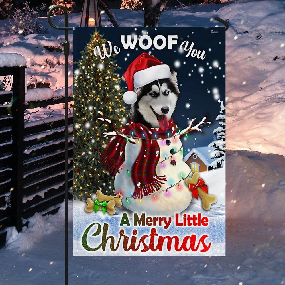Siberian Husky Flag We Woof You A Merry Little Christmas DBD2924F