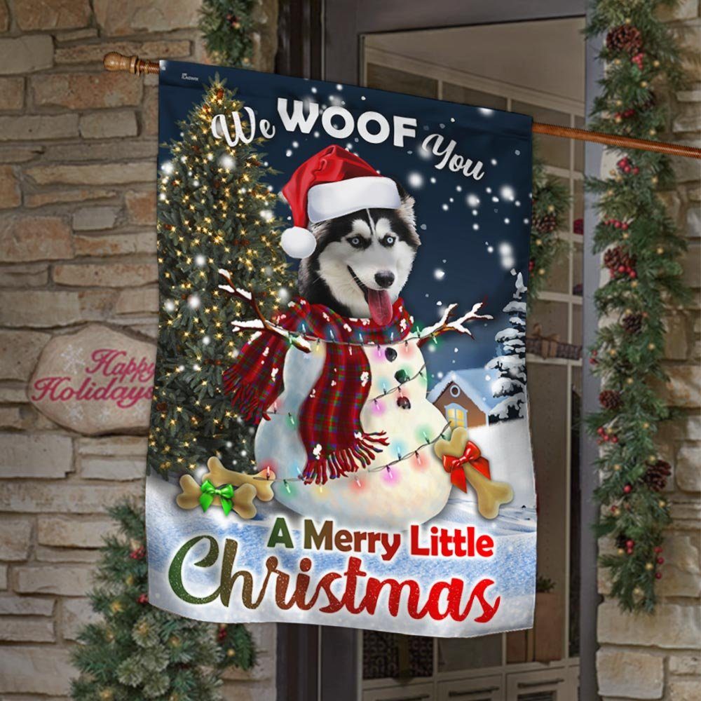Siberian Husky Flag We Woof You A Merry Little Christmas DBD2924F