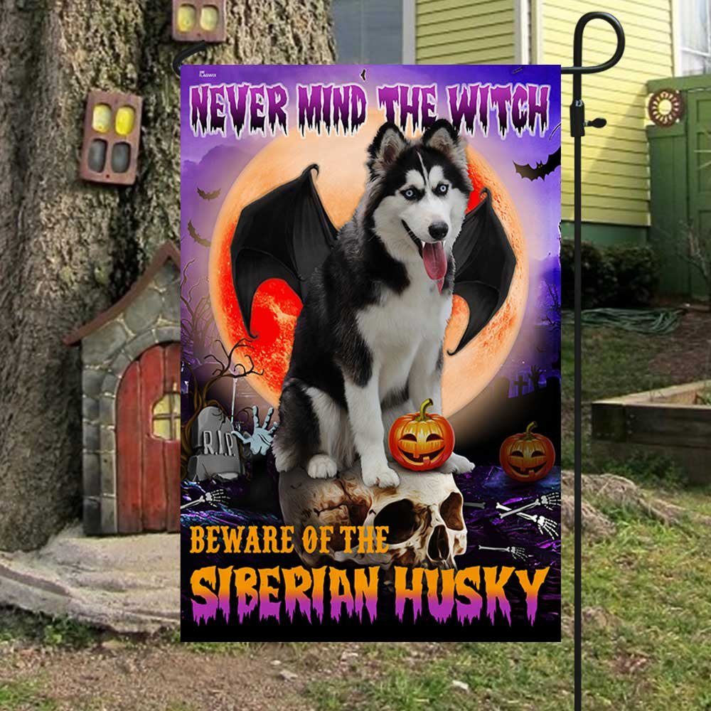 Siberian Husky Halloween Flag Beware Of The Siberian Husky DBD2796Fv19