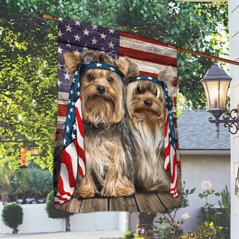 Silkie And Yorkie Dog Flag Charming Dog NTB216Fv25