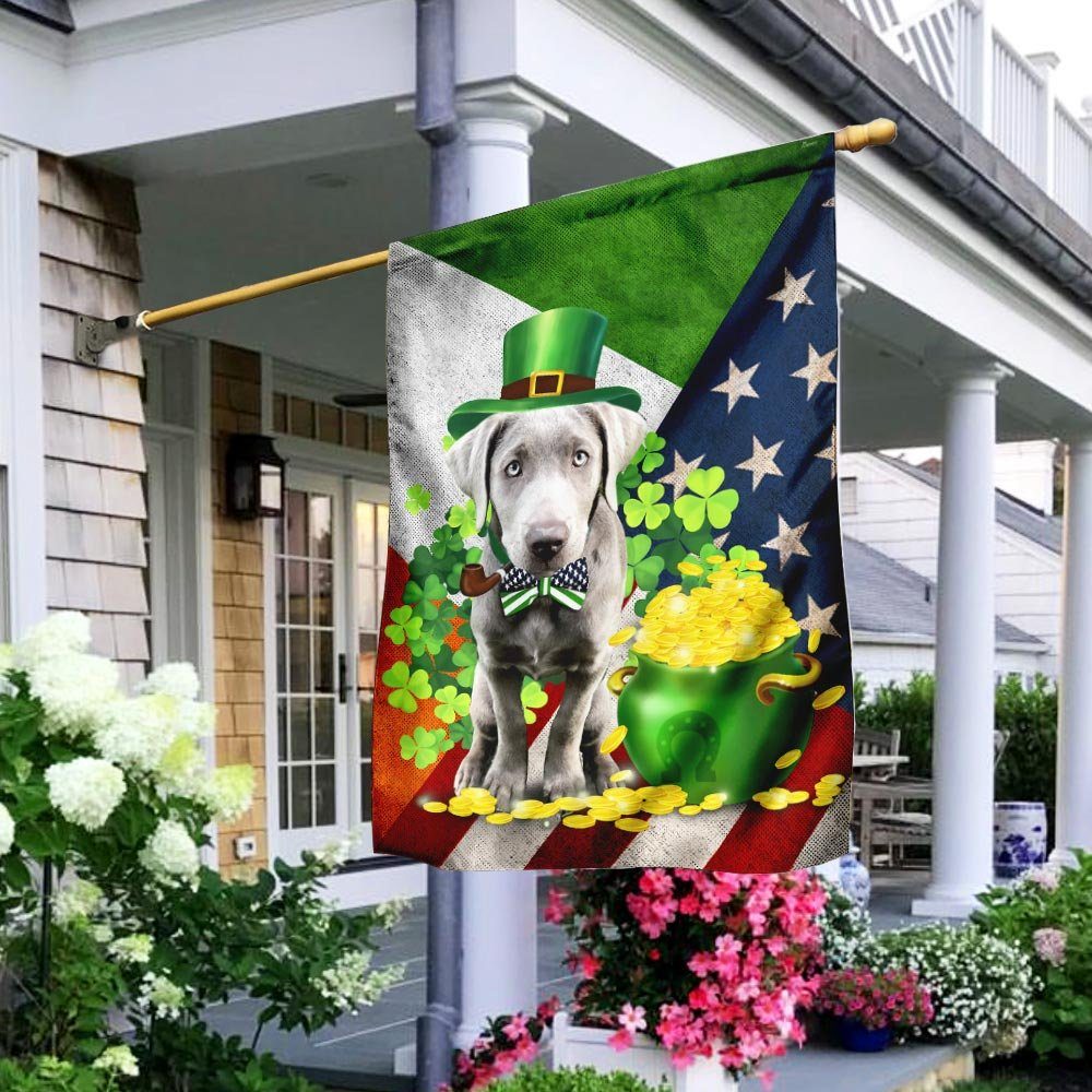 Silver Labrador – Happy St. Patrick Day Flag