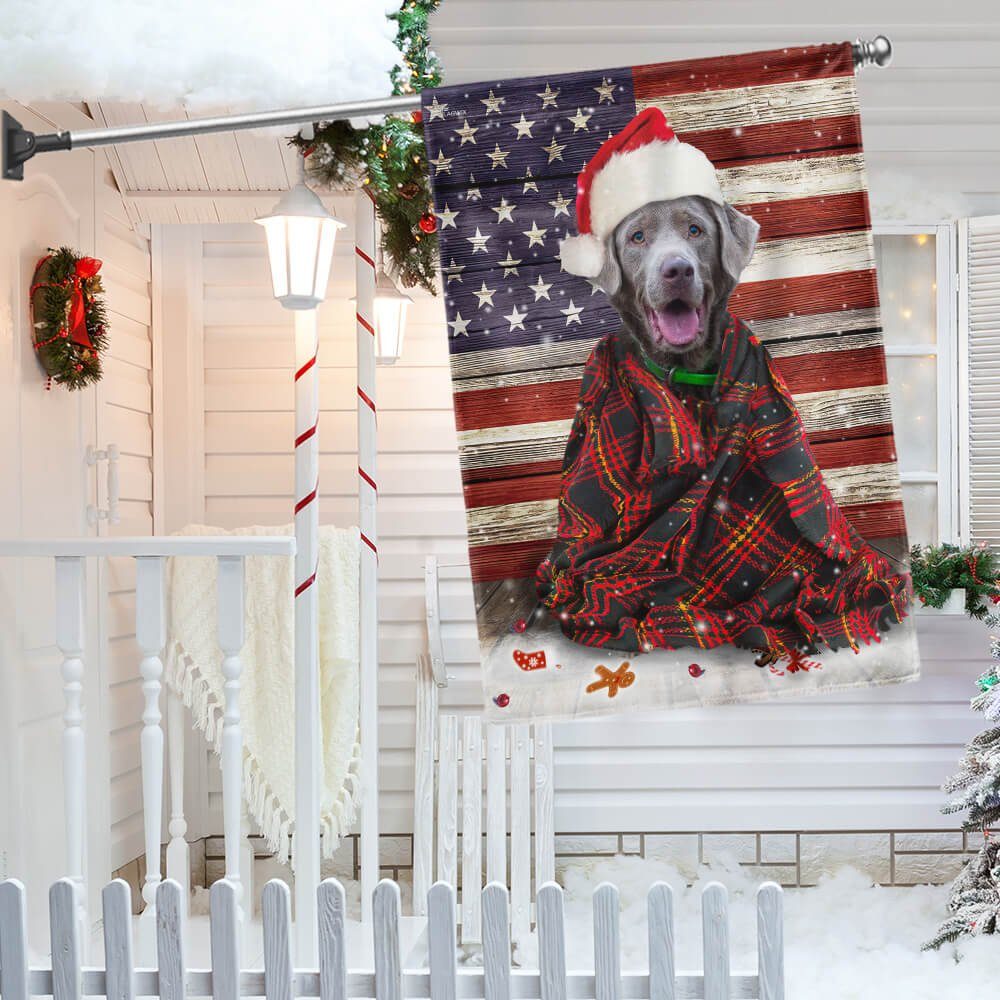 Silver Labrador Retriever Dog Christmas Flag HOHOHO NTB394Fv4