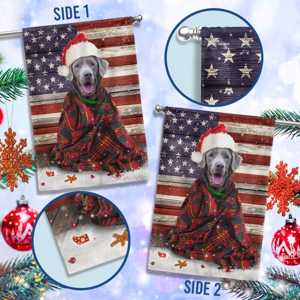 Silver Labrador Retriever Dog Christmas Flag HOHOHO NTB394Fv4