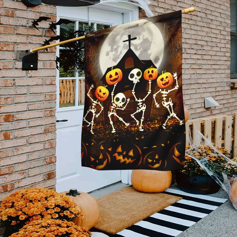 Skeleton Pumpkin Halloween Flag