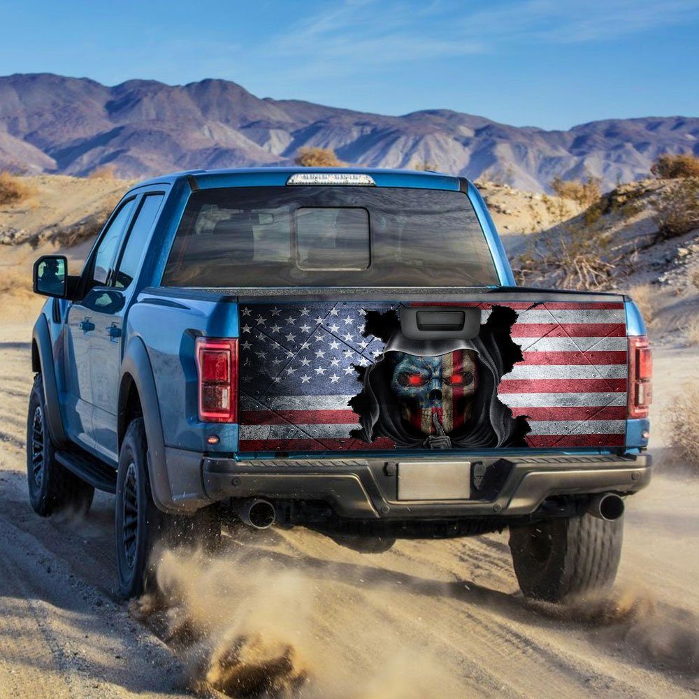 Skull American Truck Tailgate Decal Sticker Wrap