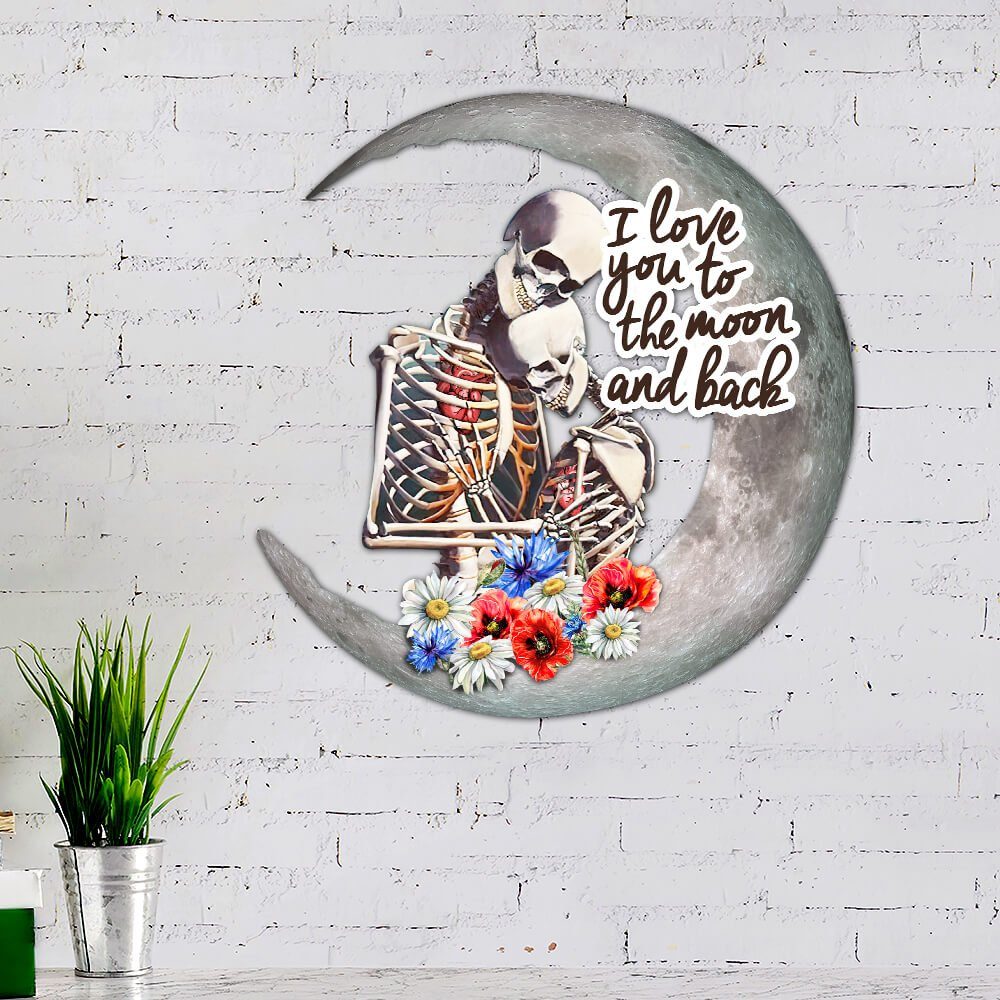 Skull Couple Hanging Metal Sign Moon Back NNT323MS