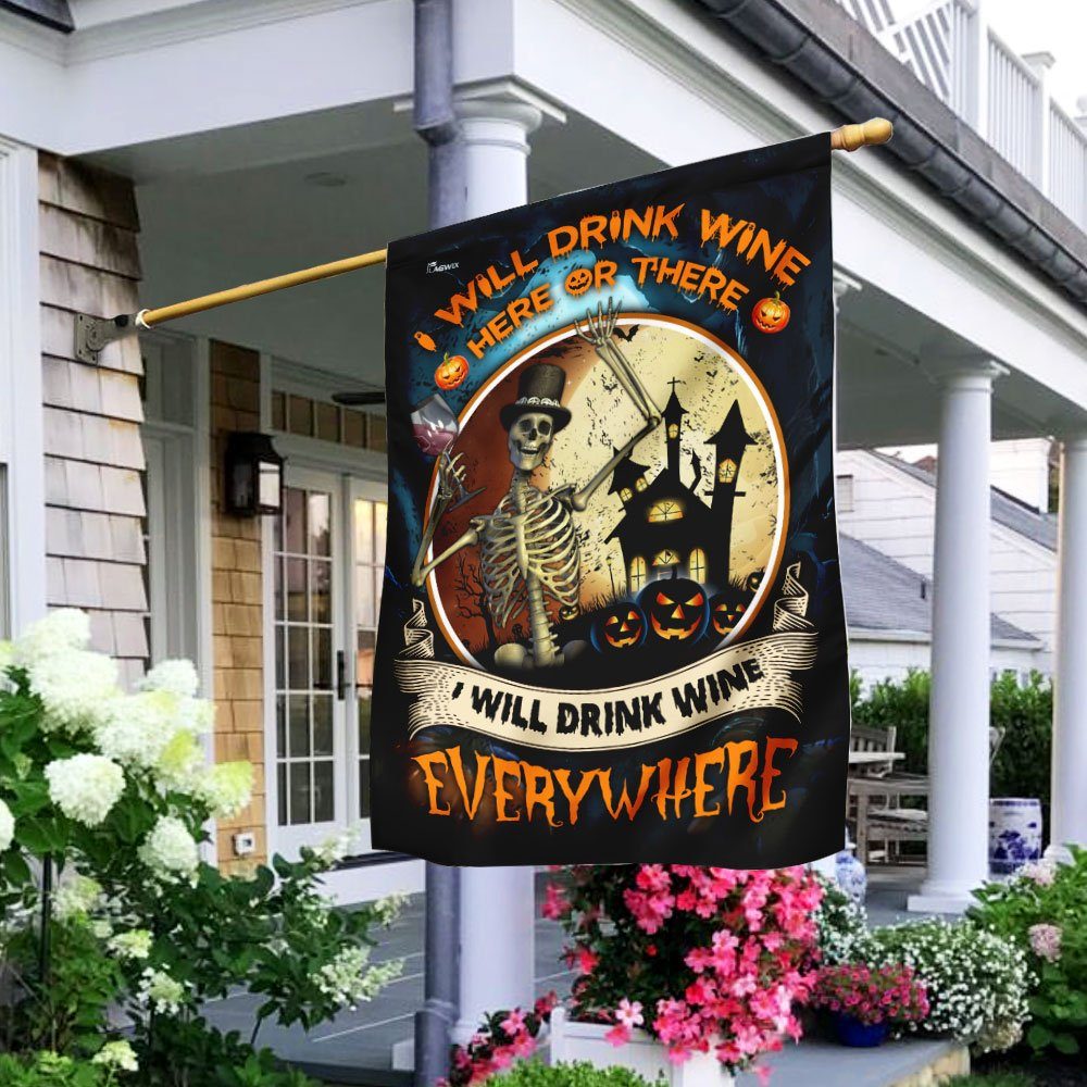 Skull Driking Wine Flagwix™ Skull Halloween Flag