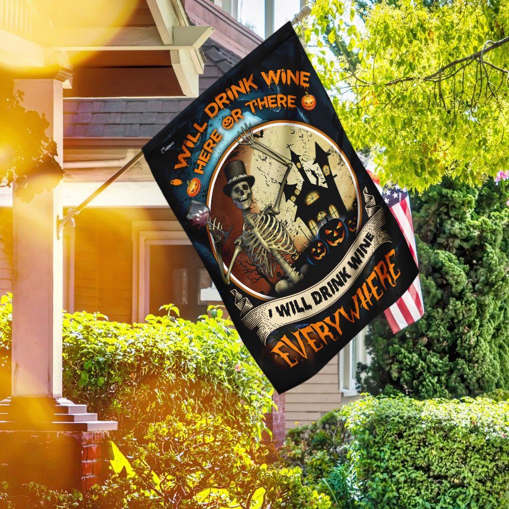 Skull Driking Wine Flagwix™ Skull Halloween Flag